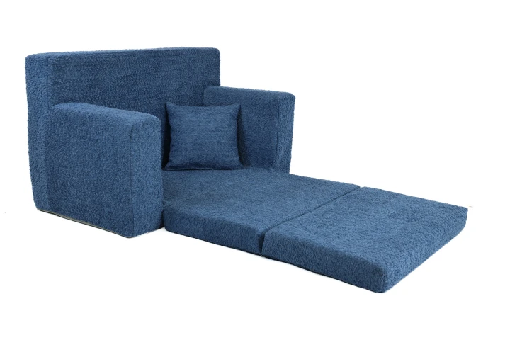 detailní pohled na látku beránek modrá