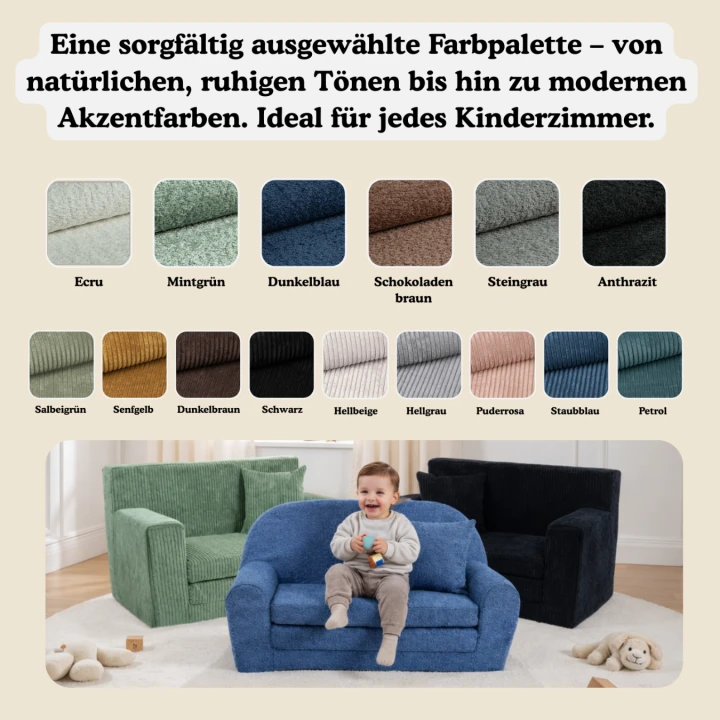 pohodlné modré dětské křesílko beránek