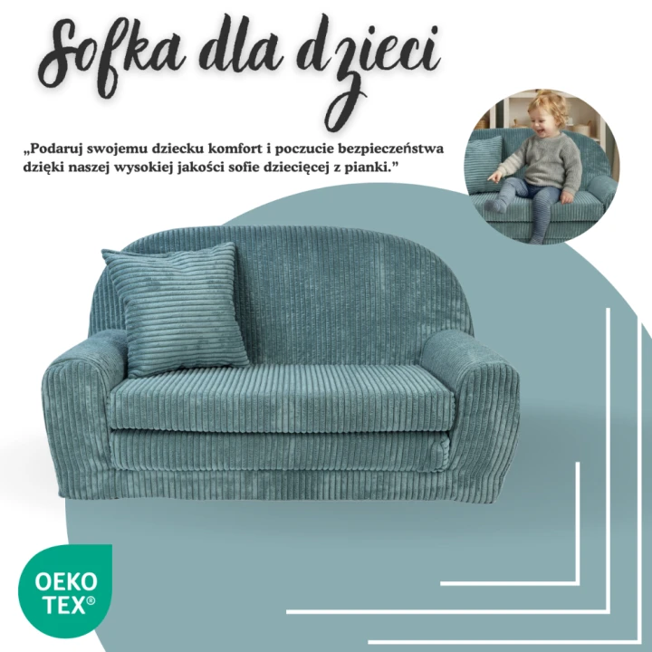 Designová dětská pohovka tyrkysová