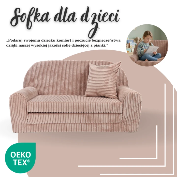 Pohovka pro děti Mini růžová kulatá