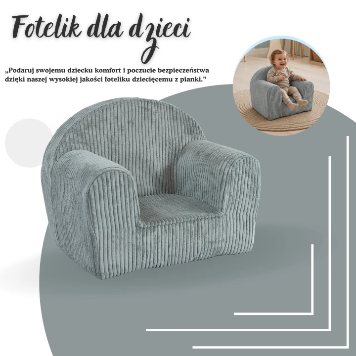 dětský nábytek šedé manšestrové křesílko